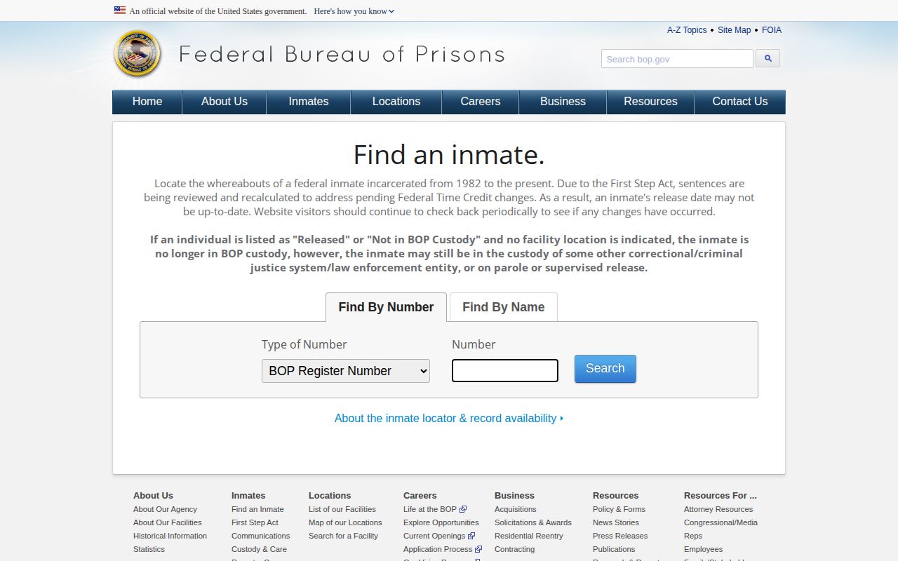 Federal BOP release search for Stark County custody transfers