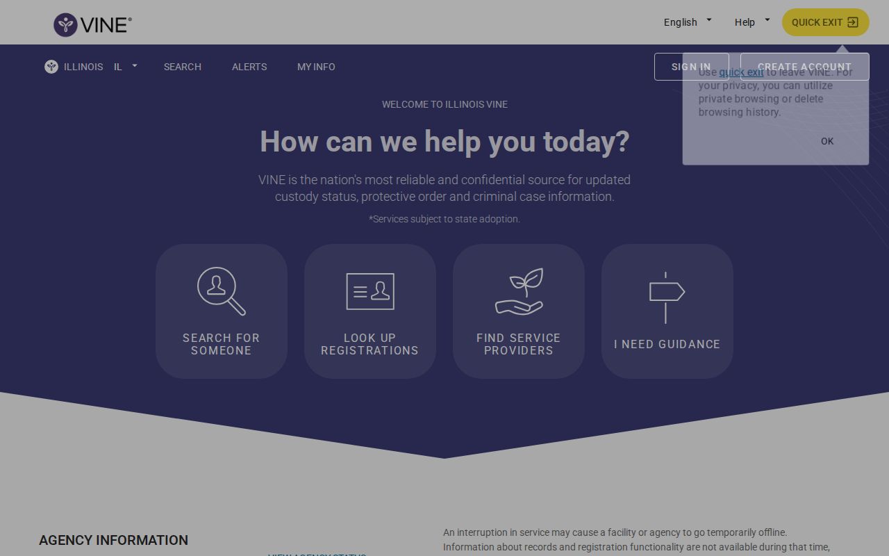 Stark County VINELink release check and Illinois notification workflow